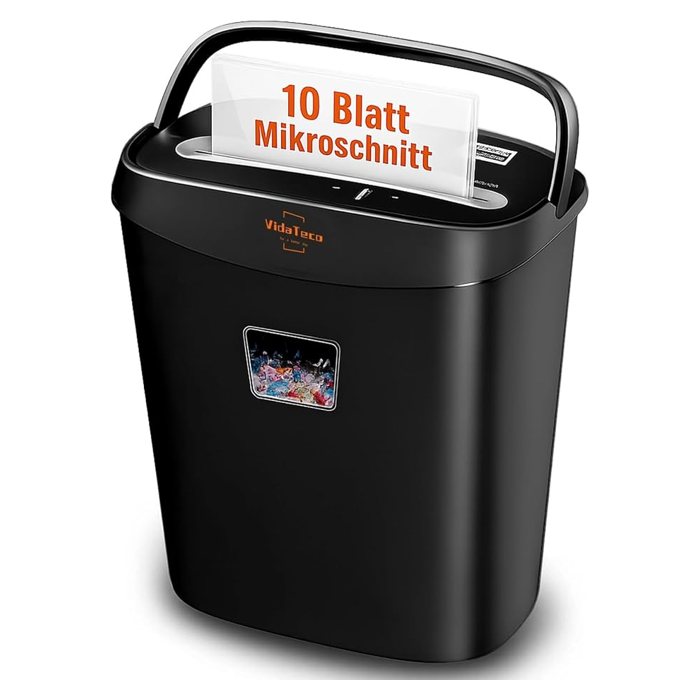 VidaTeco Paper Shredder, 10-Sheet Micro Cut
