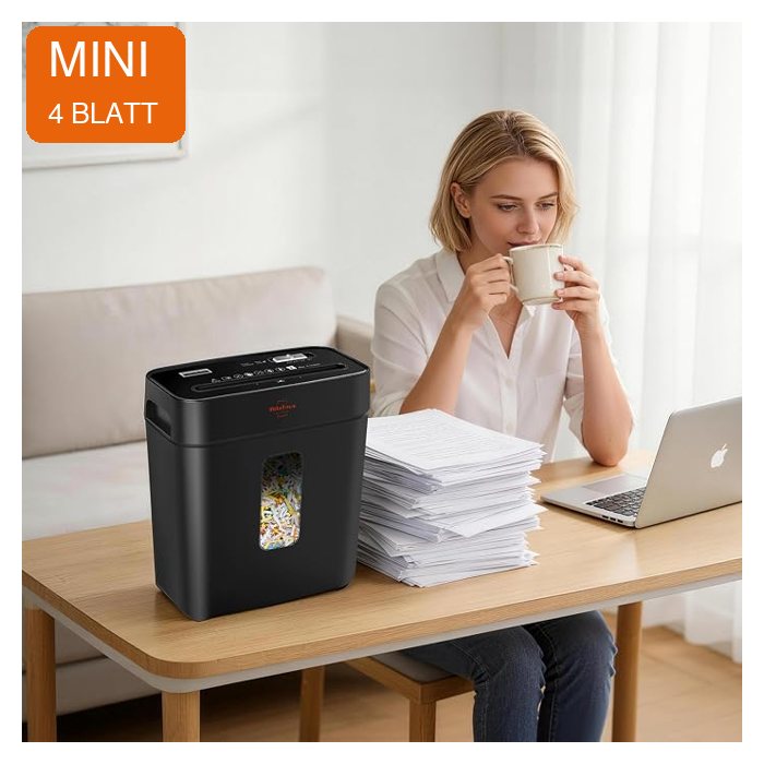 VidaTeco Paper Shredder, 4-Sheet Cross Cut Mini